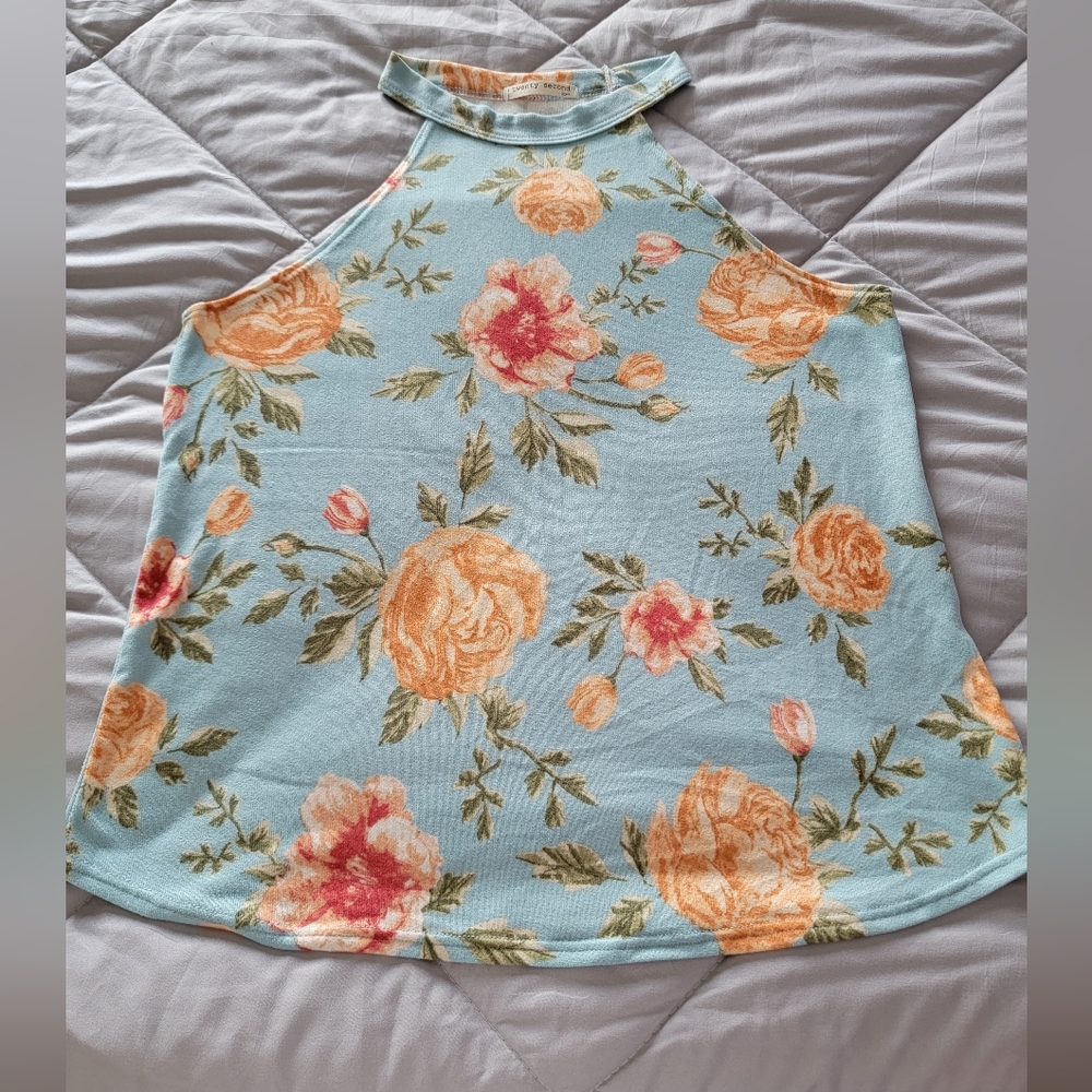 Soft Floral Halter Tank Top
